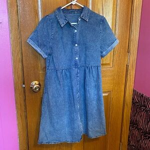 Casual Blue Denim Dress for Women